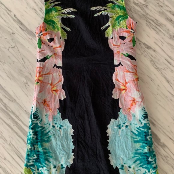 Bought in St. Lucia LINEN FLORAL DRESS - Picture 3 of 6